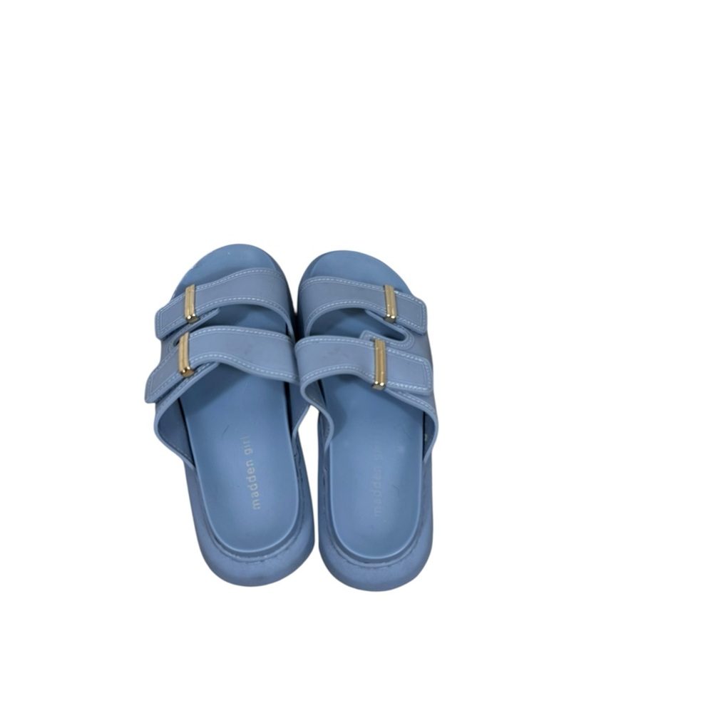 Madden Girl periwinkle Blue Slide Sandals with Gold Accents size 9 - Picture 5 of 10